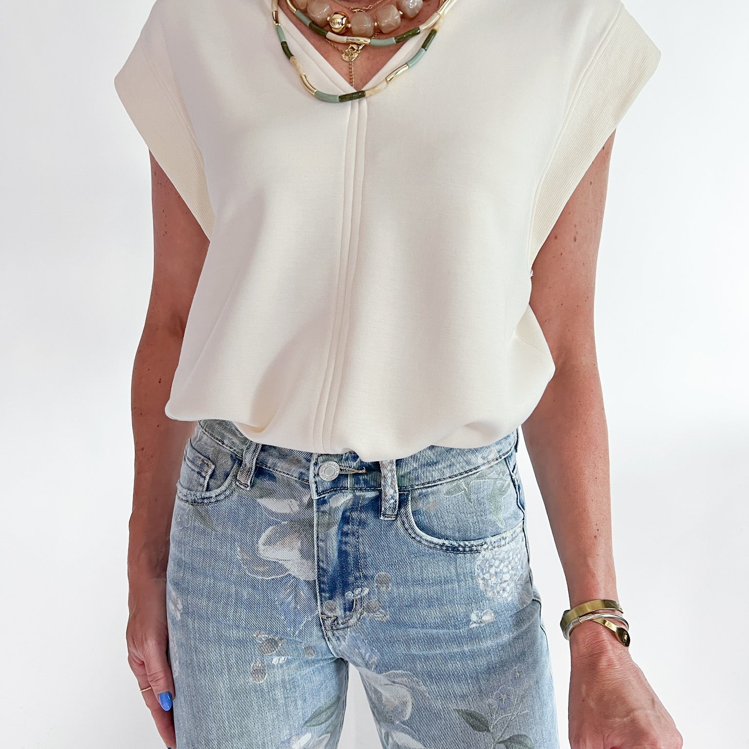 Solid Cap Sleeve Top