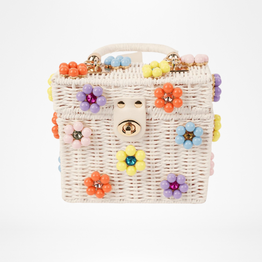 Wicker Bucket Daisy Flower Purse