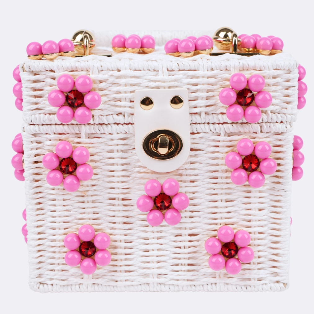 Wicker Bucket Daisy Flower Purse