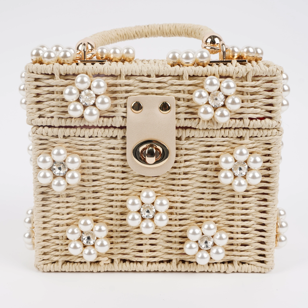 Wicker Bucket Daisy Flower Purse