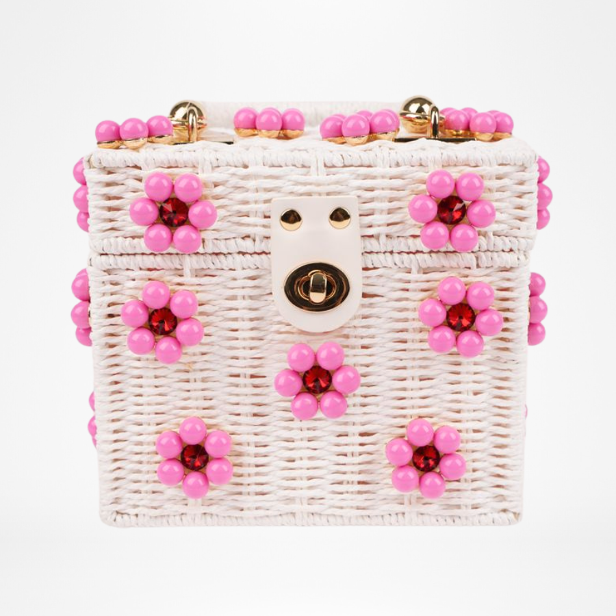 Wicker Bucket Daisy Flower Purse