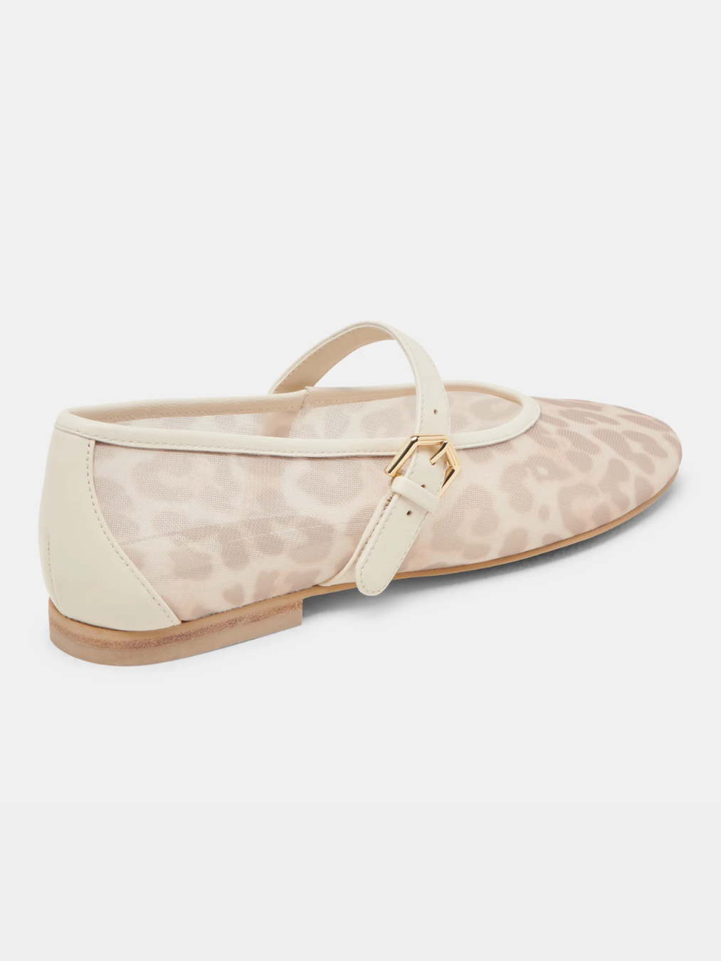 a white and tan leopard print shoe