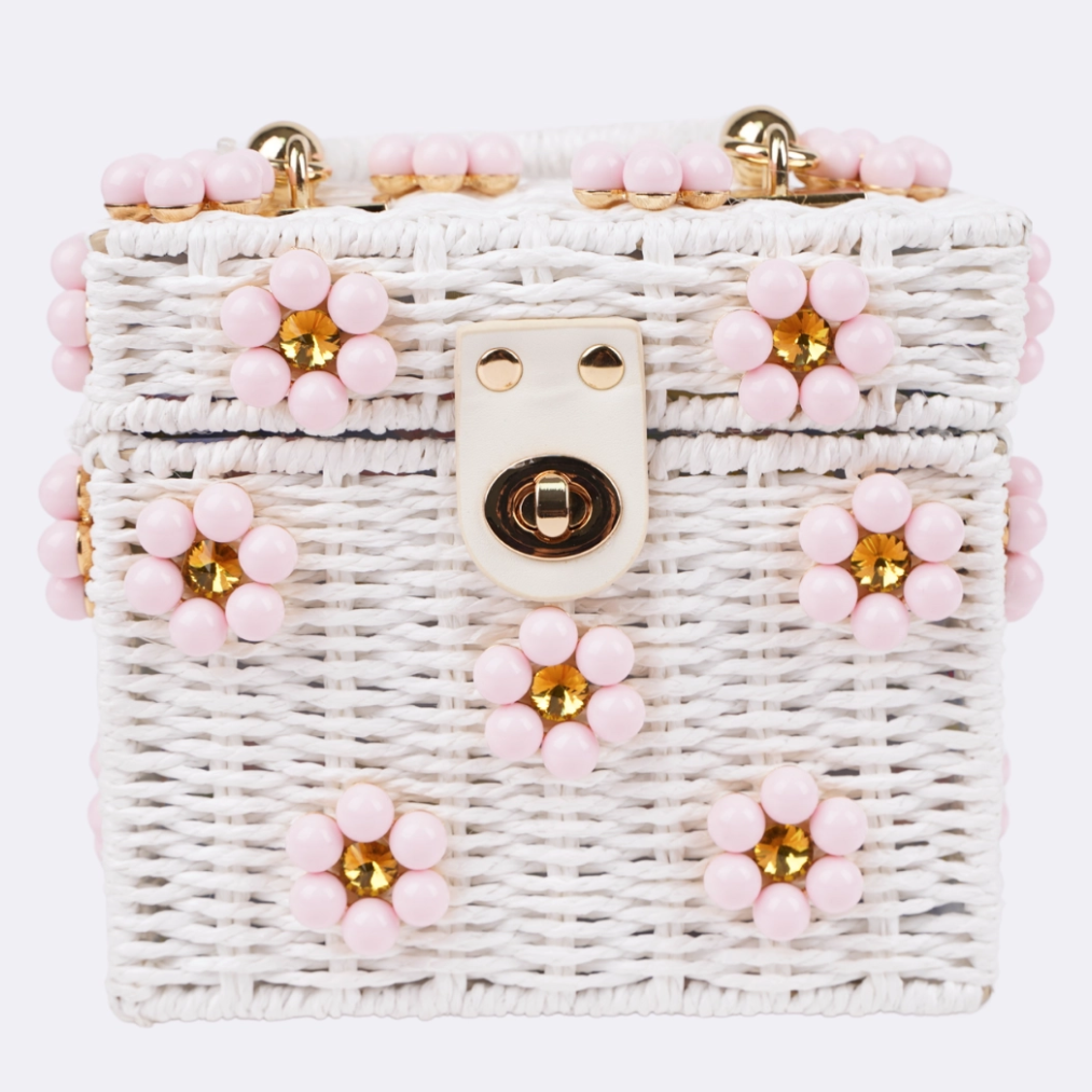 Wicker Bucket Daisy Flower Purse