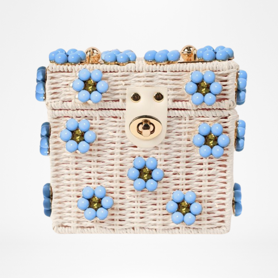 Wicker Bucket Daisy Flower Purse