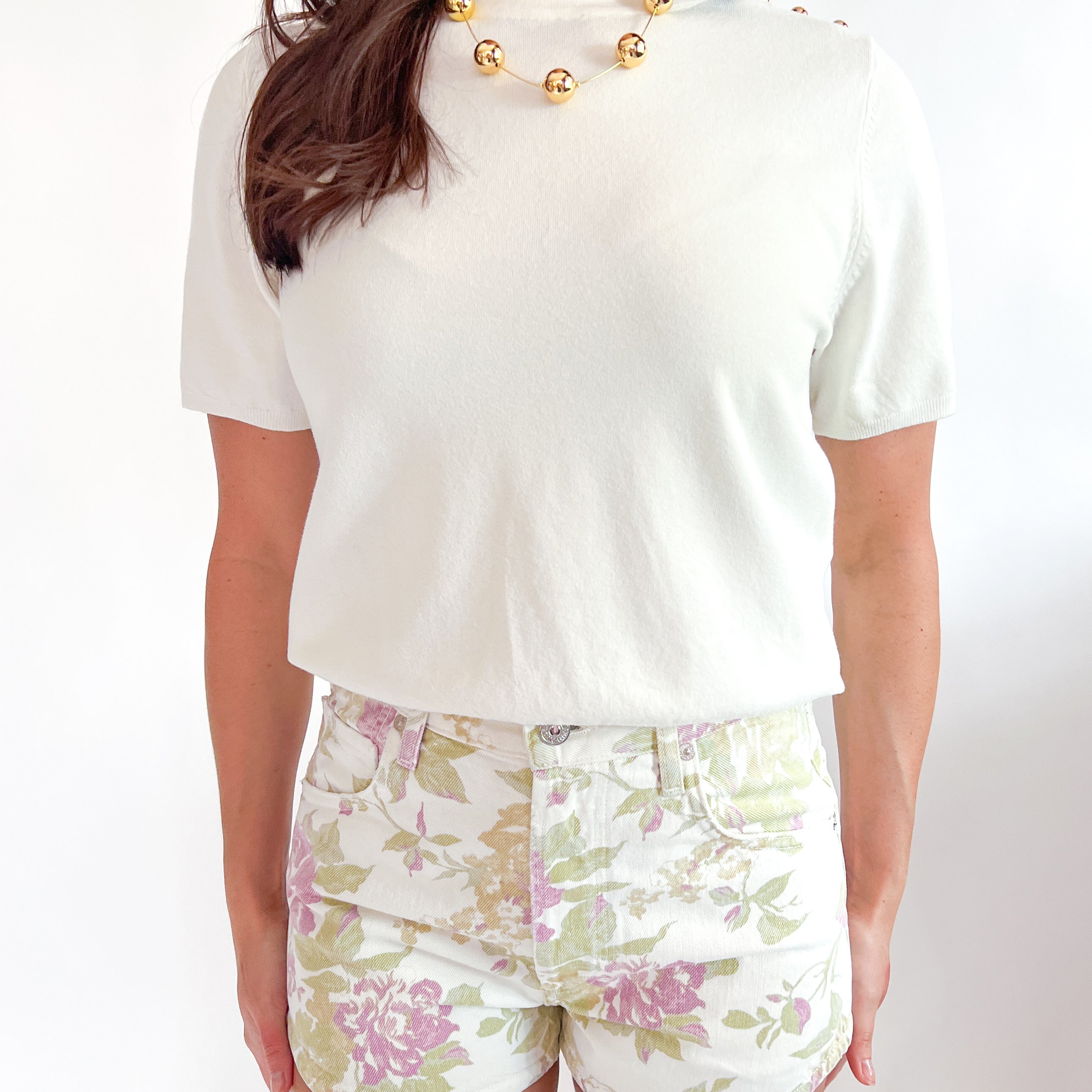 Solid Short Sleeve Sweater Knit Top