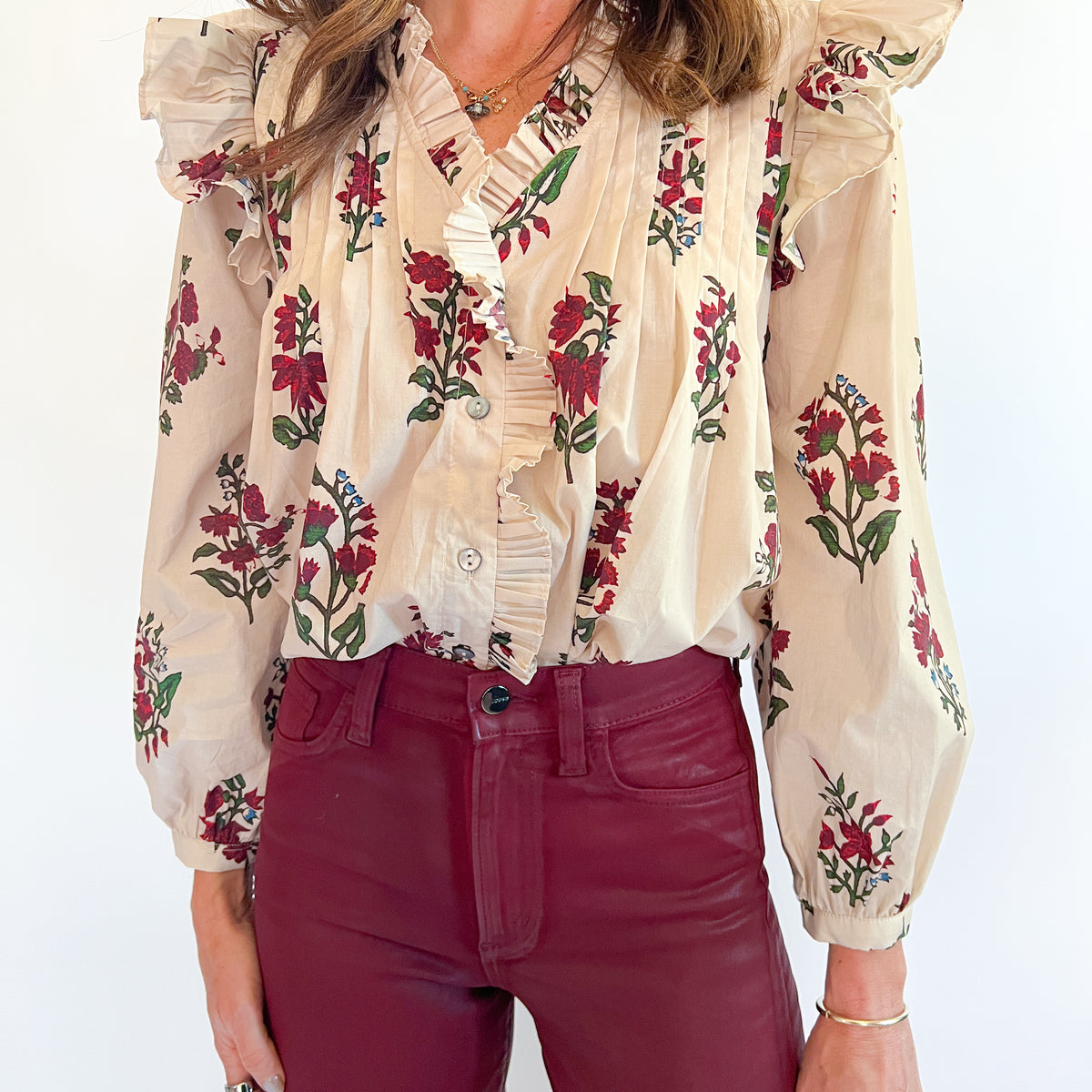 Puff Sleeves Elle Tops Online Sweatheart-Neck Top With Puff Sleeves