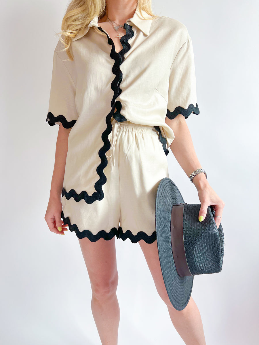 Ric Rac Trim Solid Shirt Swoon Boutique New Orleans