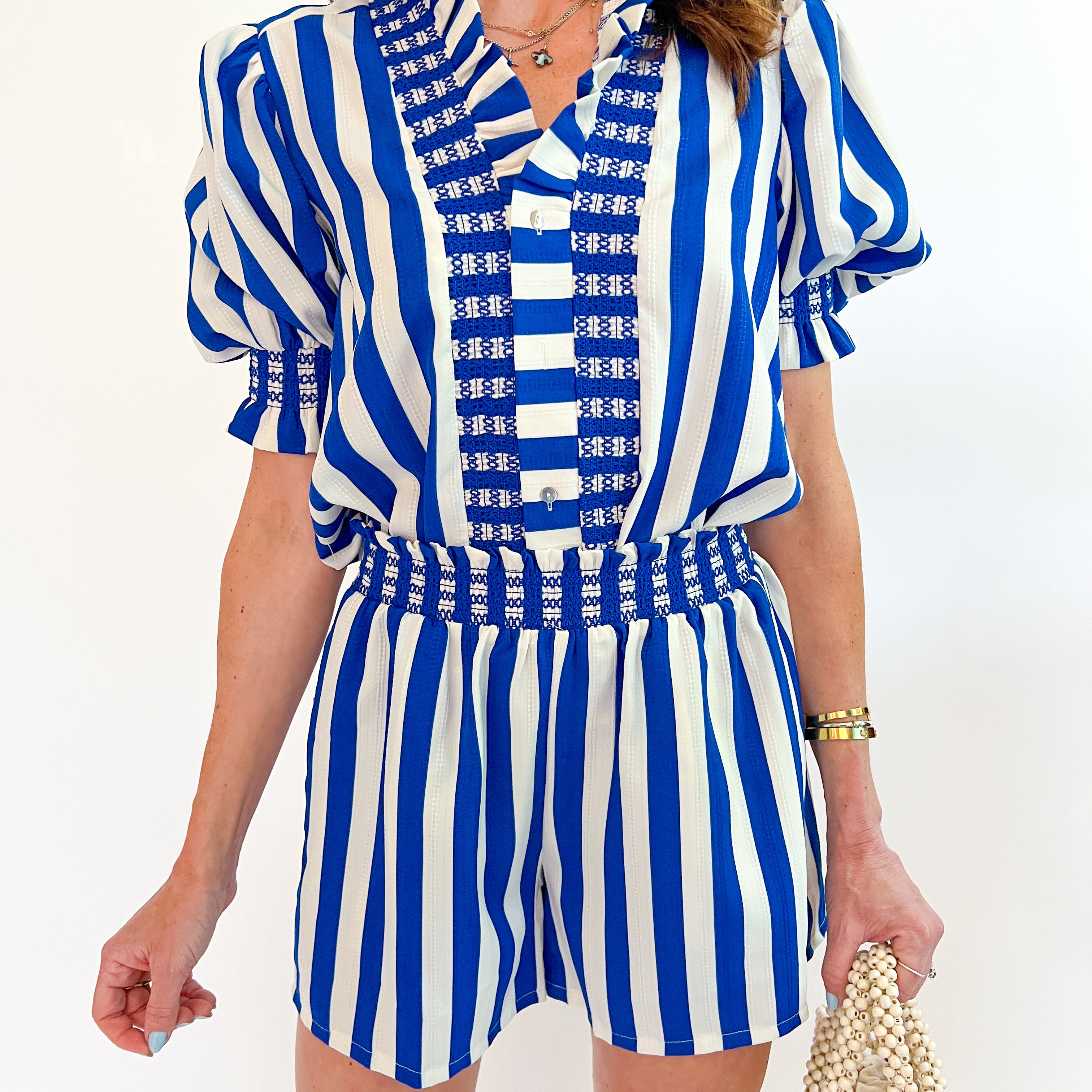 Stripe Puff Sleeve Blouse