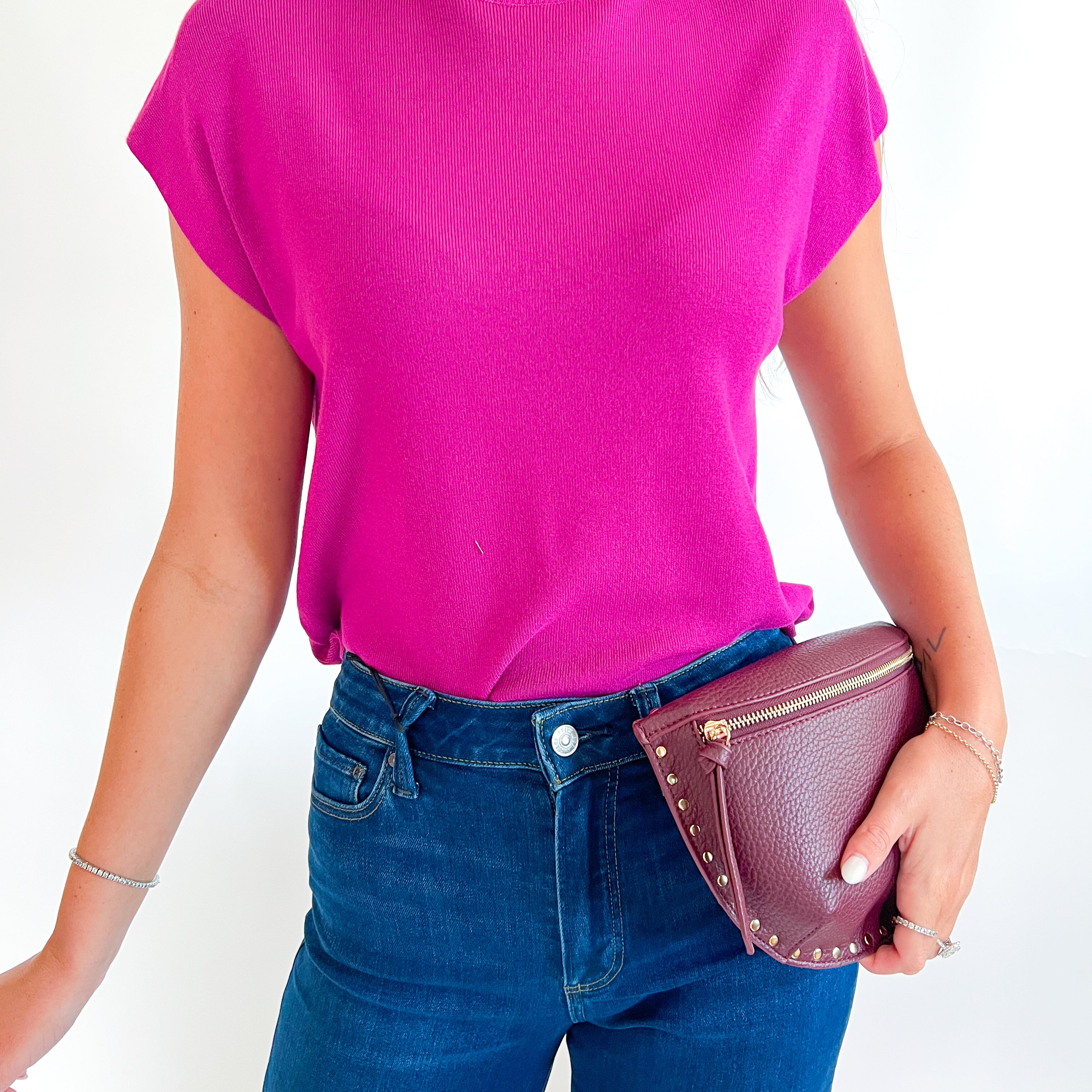 Solid Cap Sleeve Knit Top