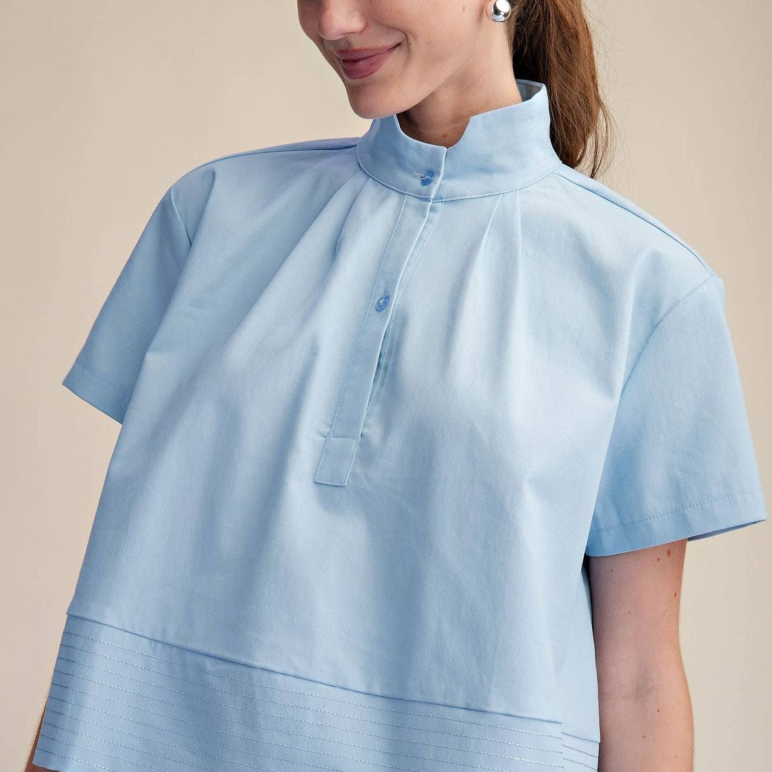 Avery Stand Collar Short Sleeve Top
