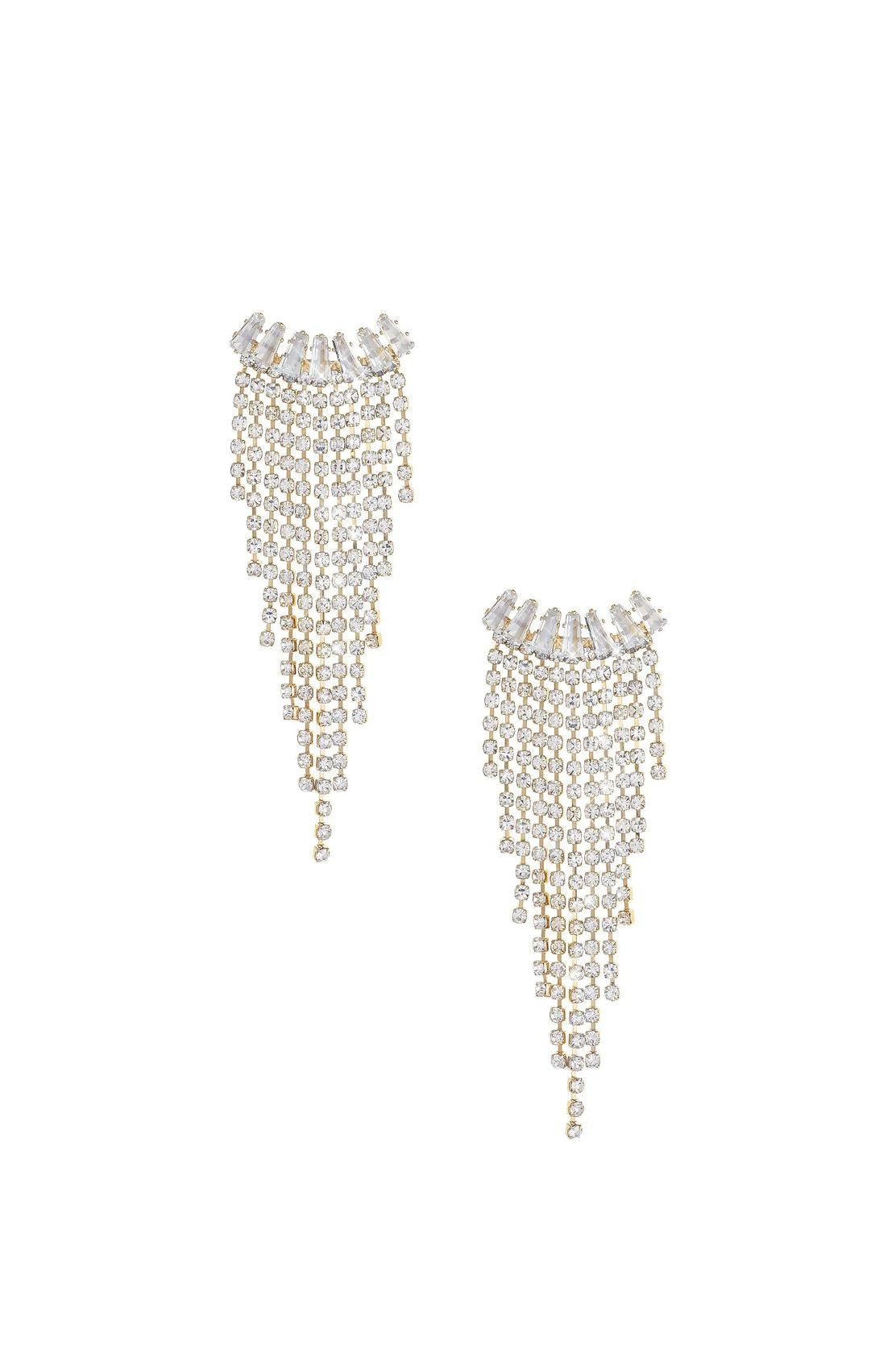 Gold-plated crystal fringe drop earrings