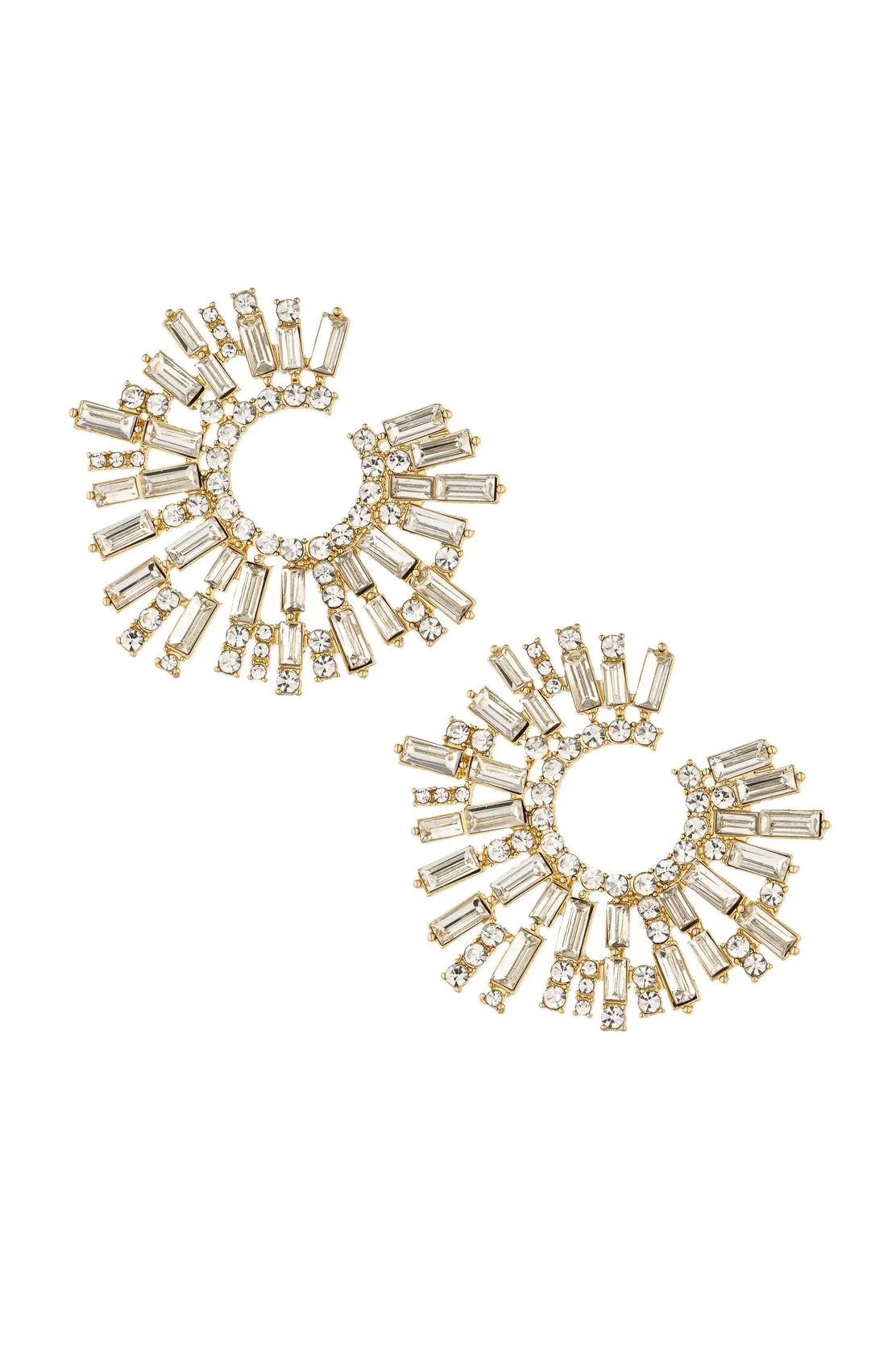 18k gold-plated crystal stardust open circle earrings