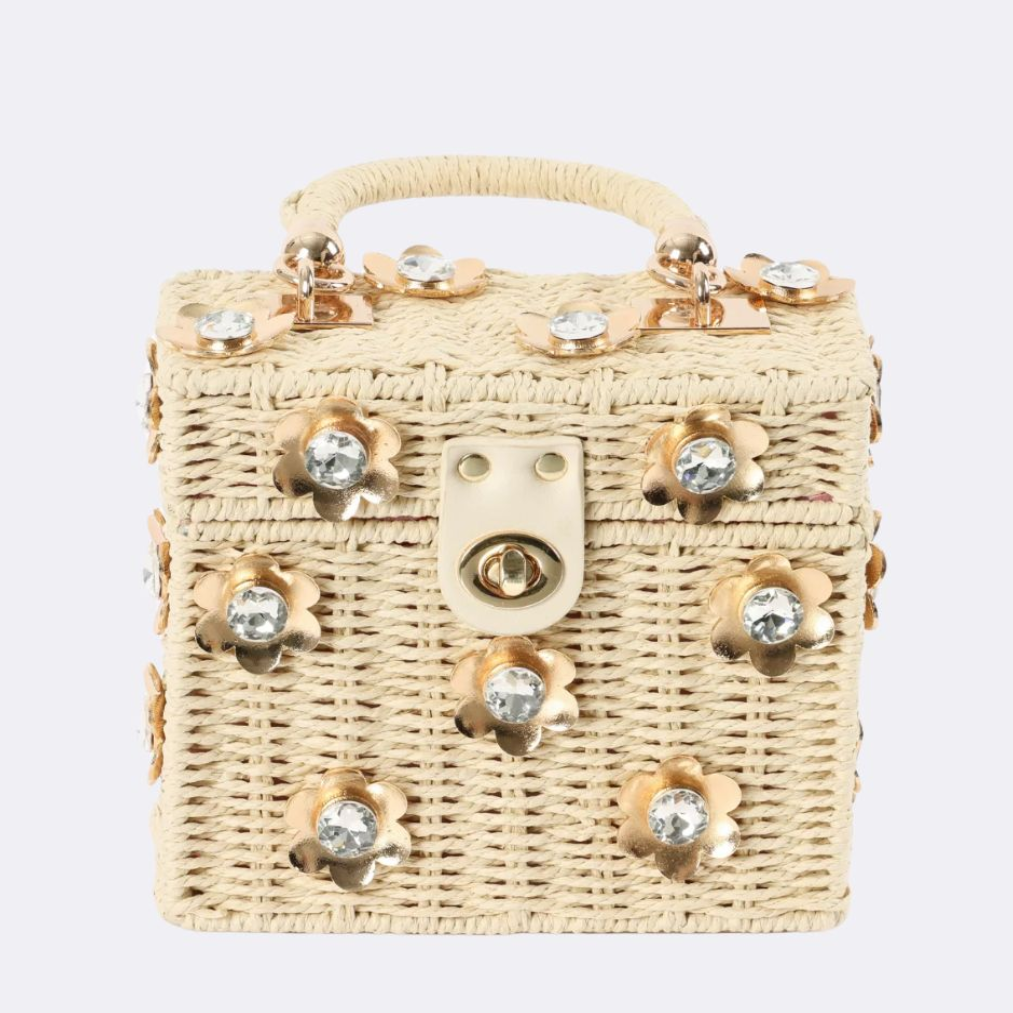 Wicker Bucket Daisy Flower Purse