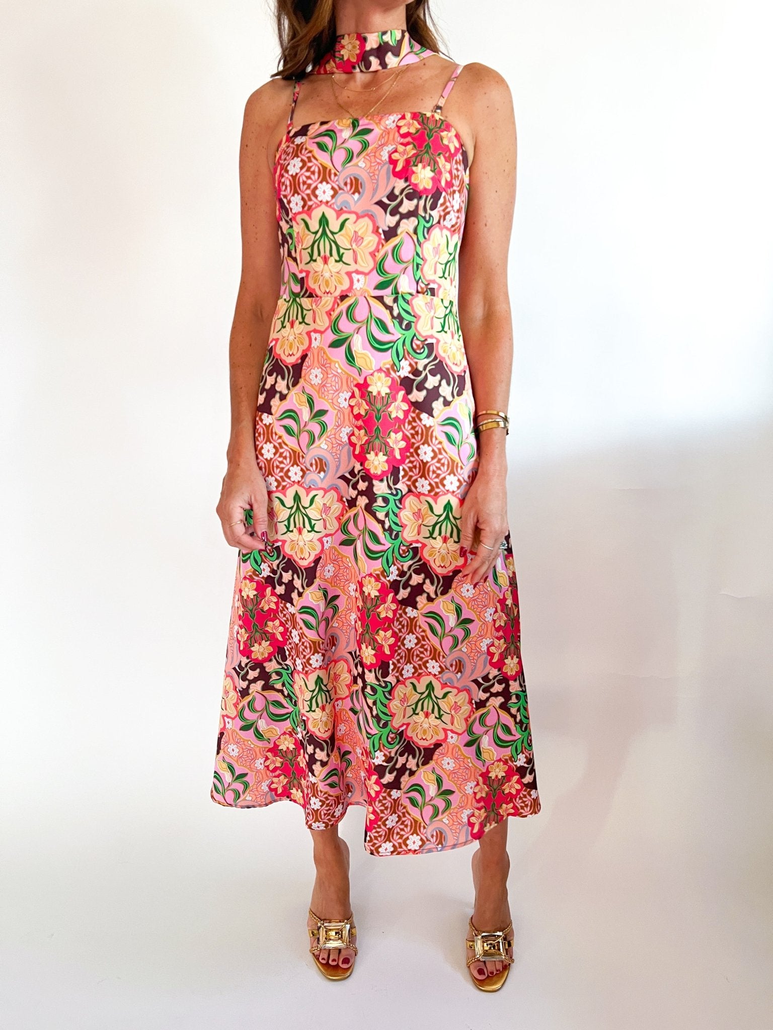 Autumn Mosaic Midi Dress - Swoon Boutique New Orleans
