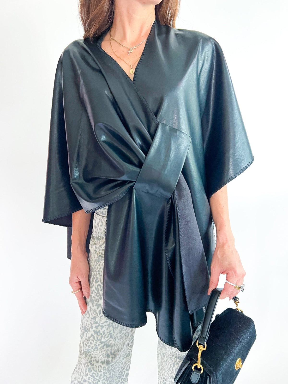 Black Vegan Leather Wrap - Swoon Boutique New Orleans