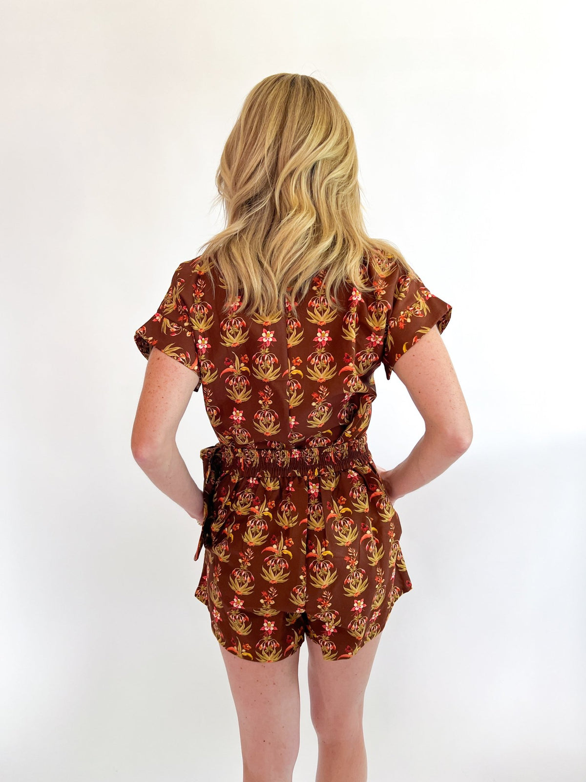 Block Print Split Neck Blouse - Swoon Boutique New Orleans