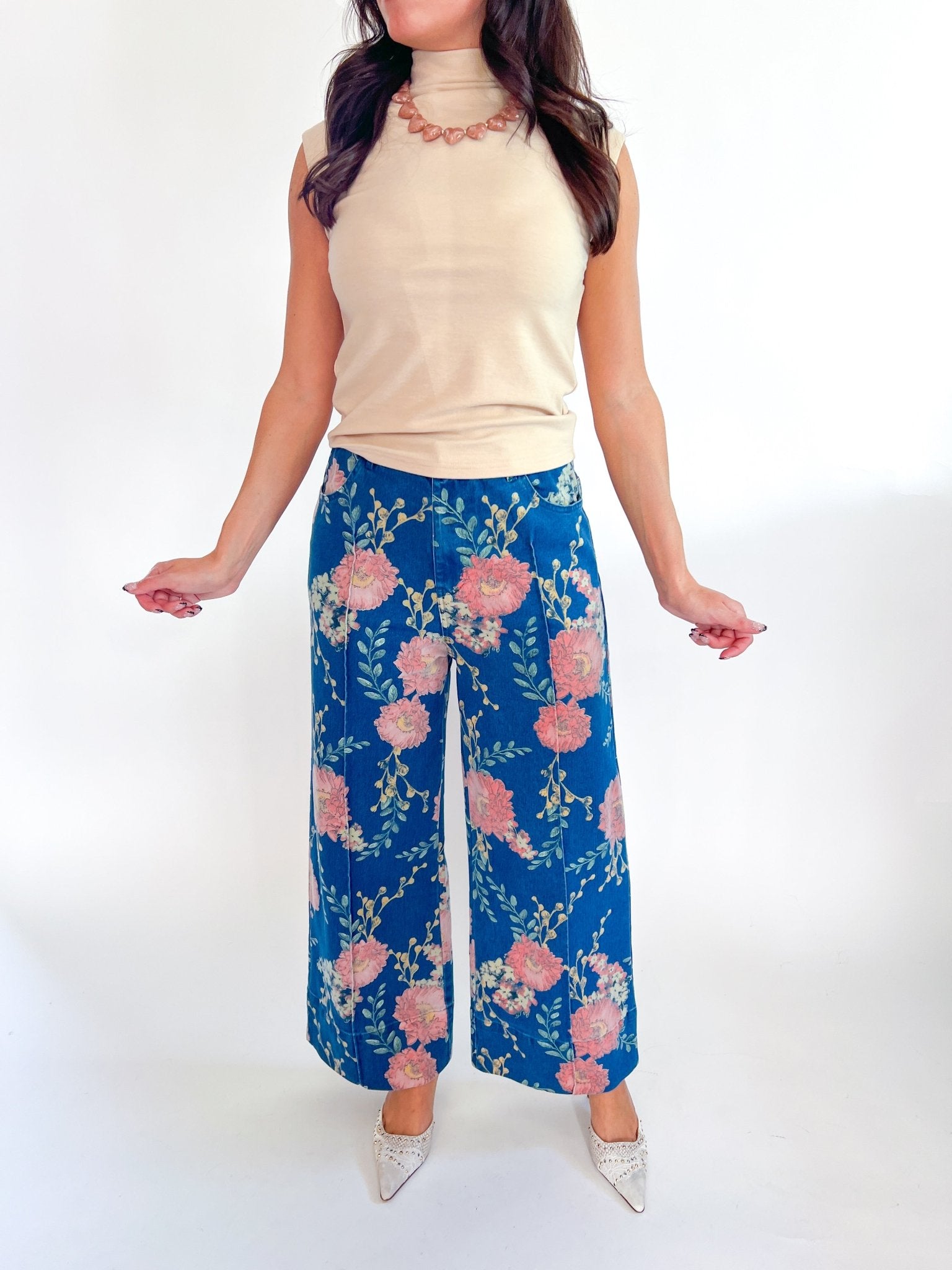 Blossom Denim Wide Leg Pant - Swoon Boutique New Orleans
