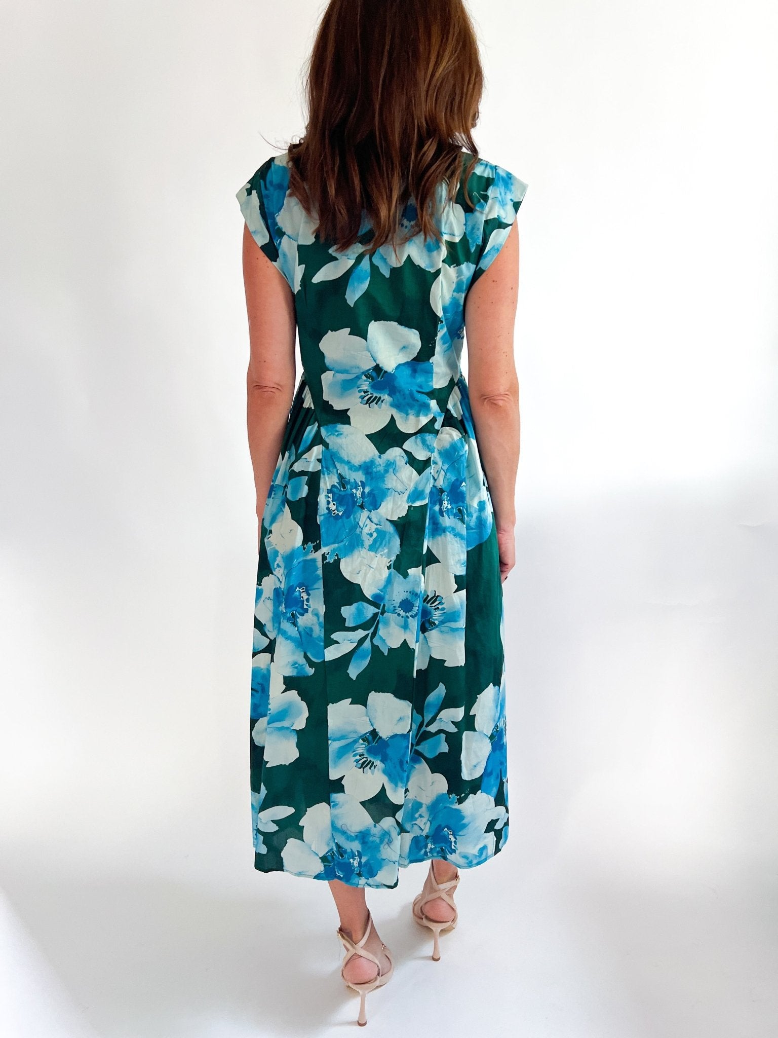 Blue Blossom Button Front Midi Dress - Swoon Boutique New Orleans