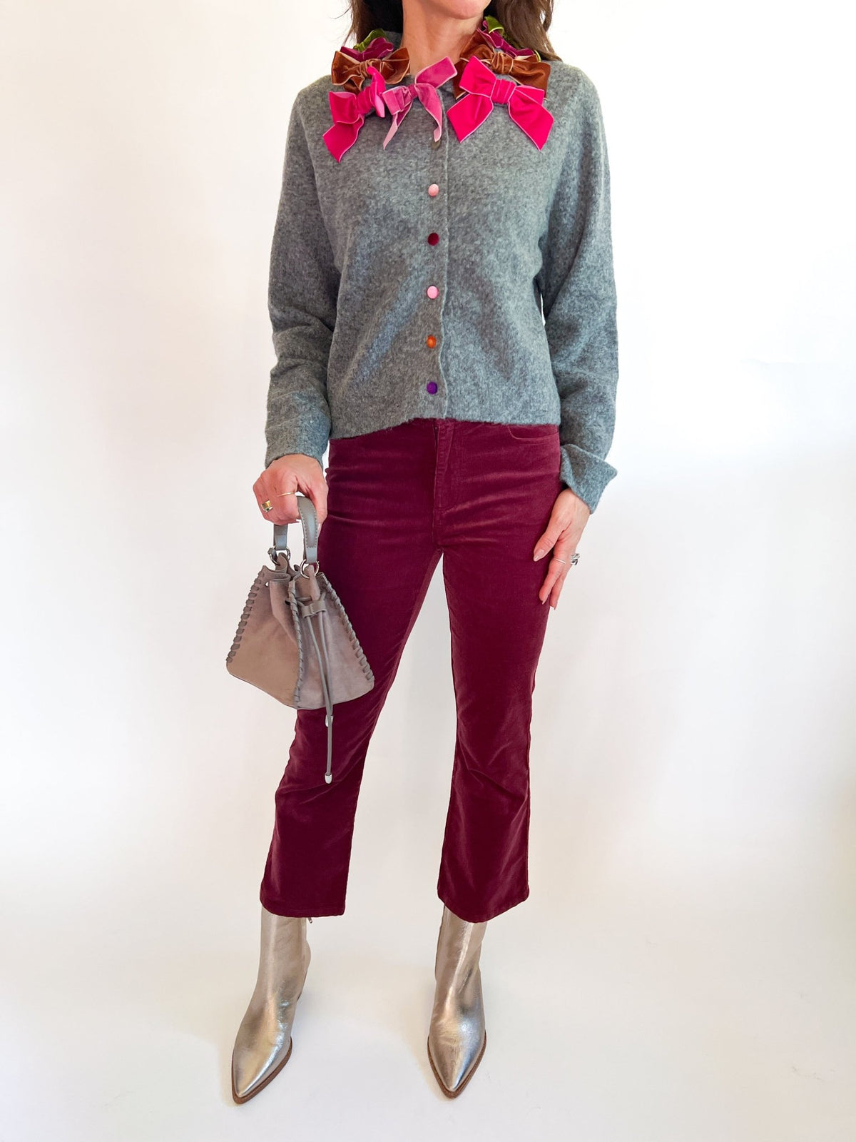Brisana Velvet Bow Cardigan - Swoon Boutique New Orleans