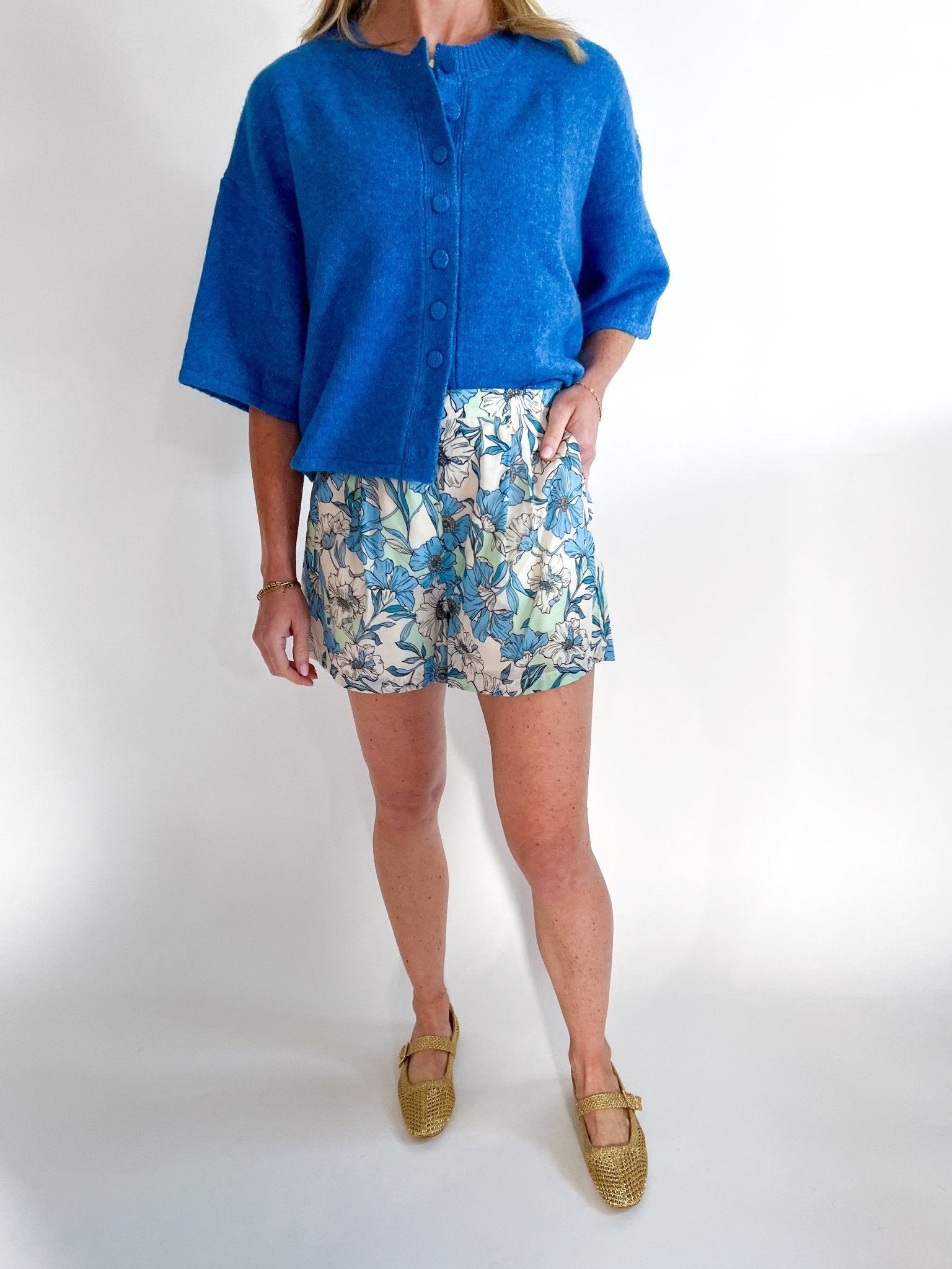 Button Down Short Sleeve Sweater - Swoon Boutique New Orleans