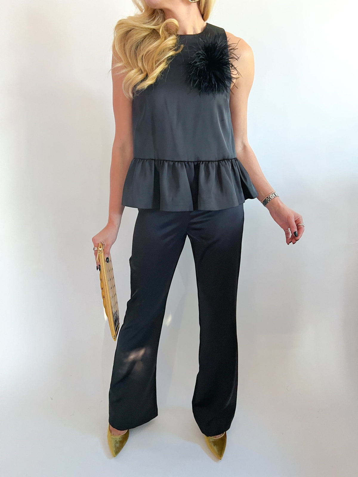 Carey Satin Sleeveless Peplum Top - Swoon Boutique New Orleans