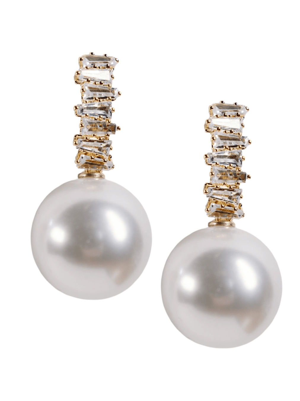 Crystal Baguette Pearl Drop Holiday Statement Earrings - Swoon Boutique New Orleans