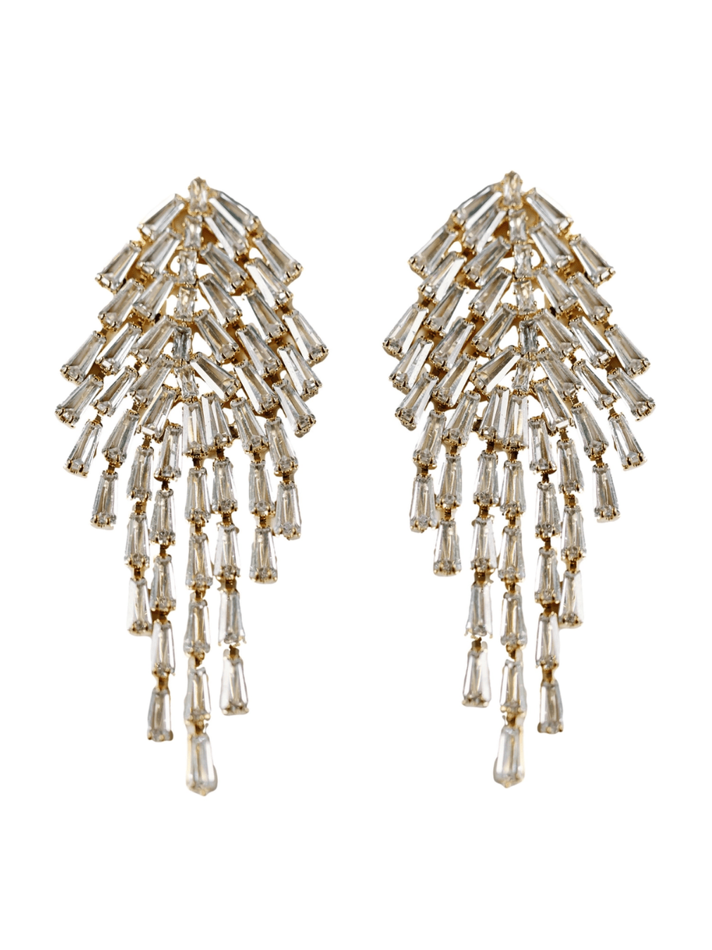 Crystal Waterfall Maxi Tassel Holiday Statement Earrings - Swoon Boutique New Orleans