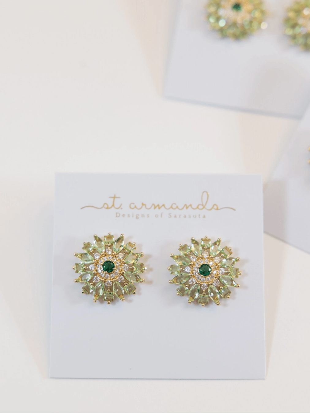 Dahlia Bloom Crystal Statement Stud Earrings - Swoon Boutique New Orleans
