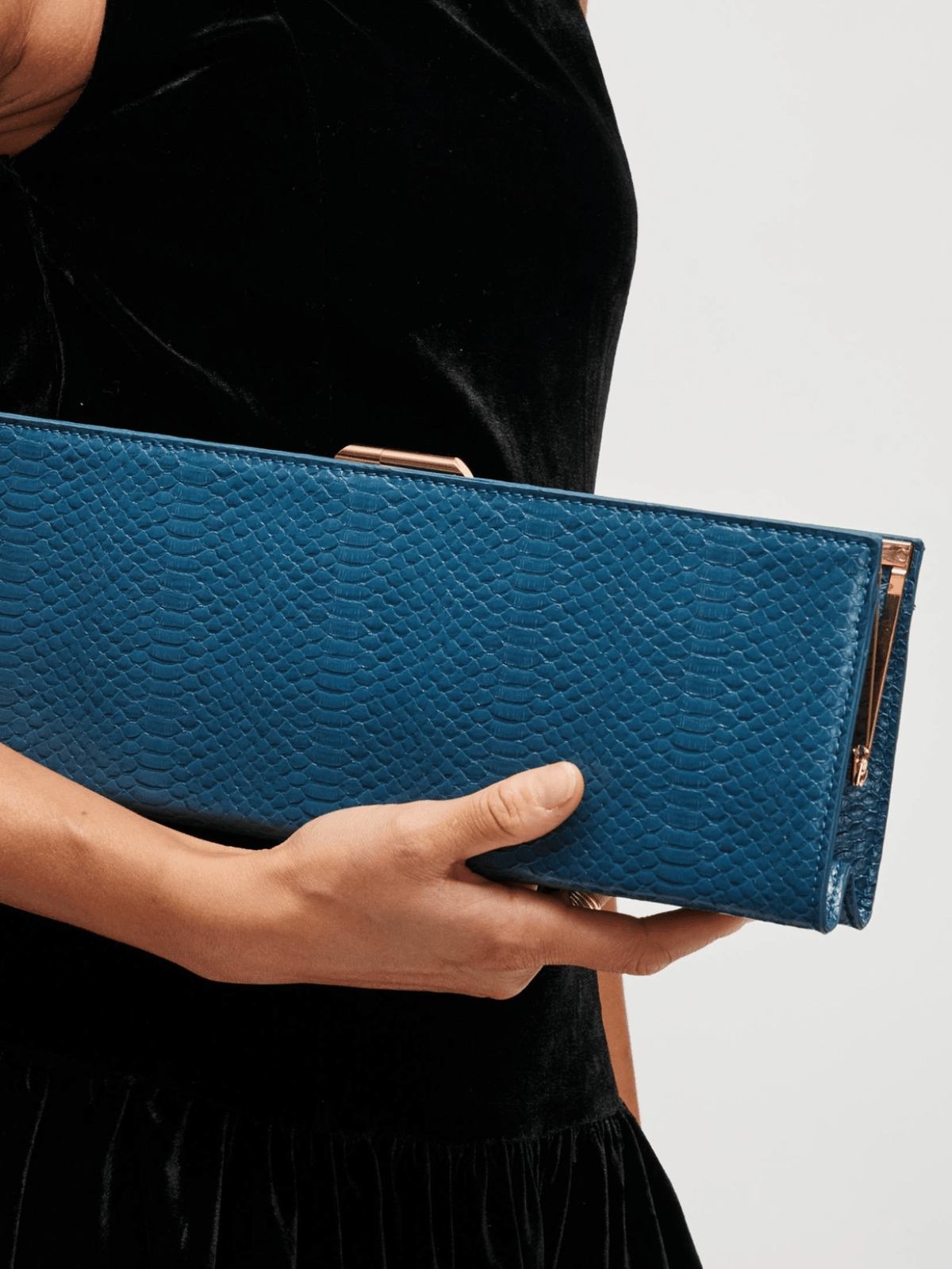 Denim Nazlee Snake Clutch - Swoon Boutique New Orleans