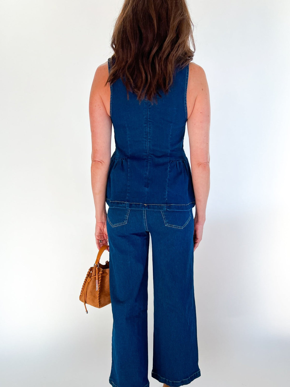 Denim Peplum Hem Sleeveless Top - Swoon Boutique New Orleans