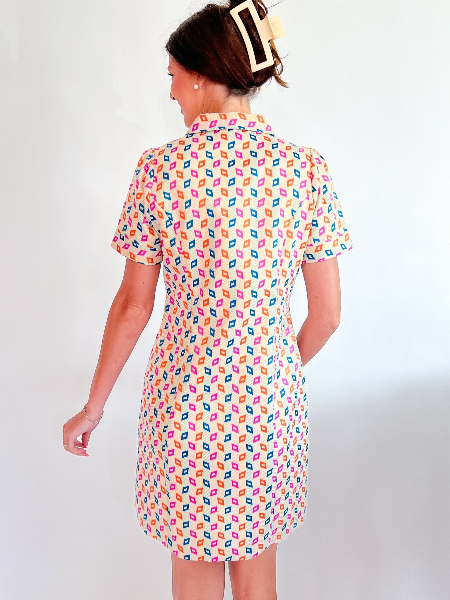 Diamond Pop Front Zip Dress - Swoon Boutique New Orleans