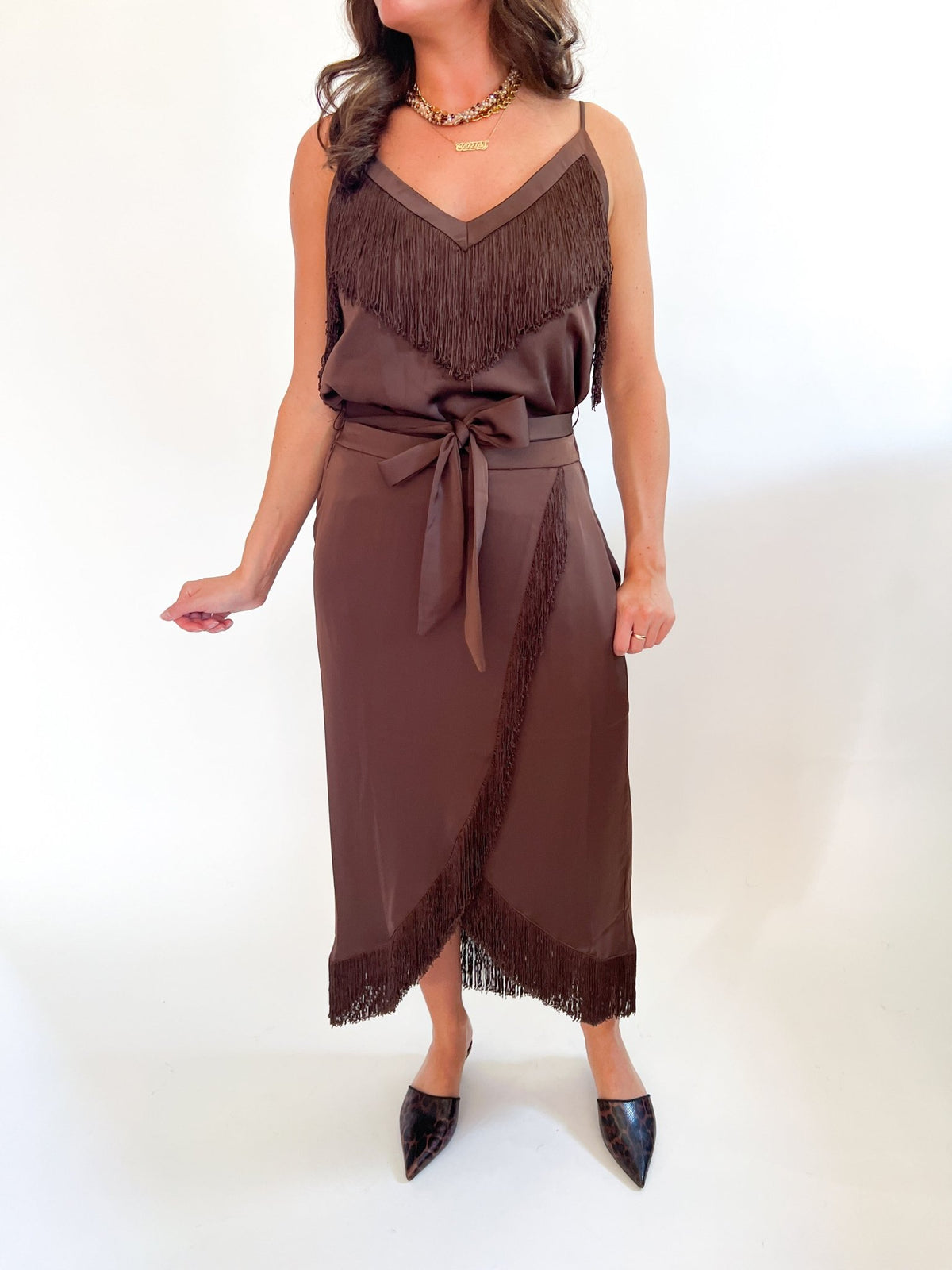 Enza Fringed Satin Cami Top - Swoon Boutique New Orleans