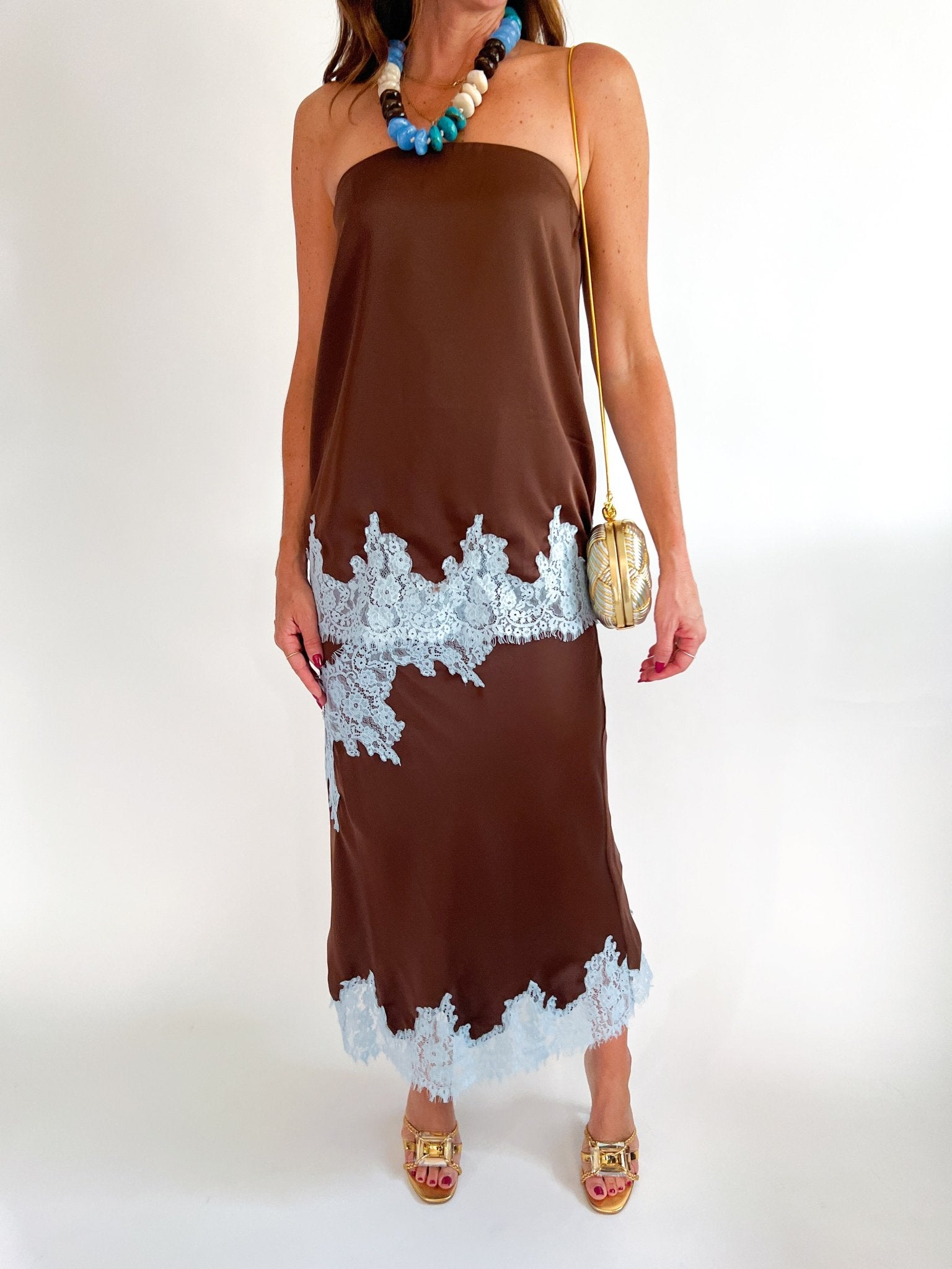 Eyelash Lace Trim Strapless Top - Swoon Boutique New Orleans