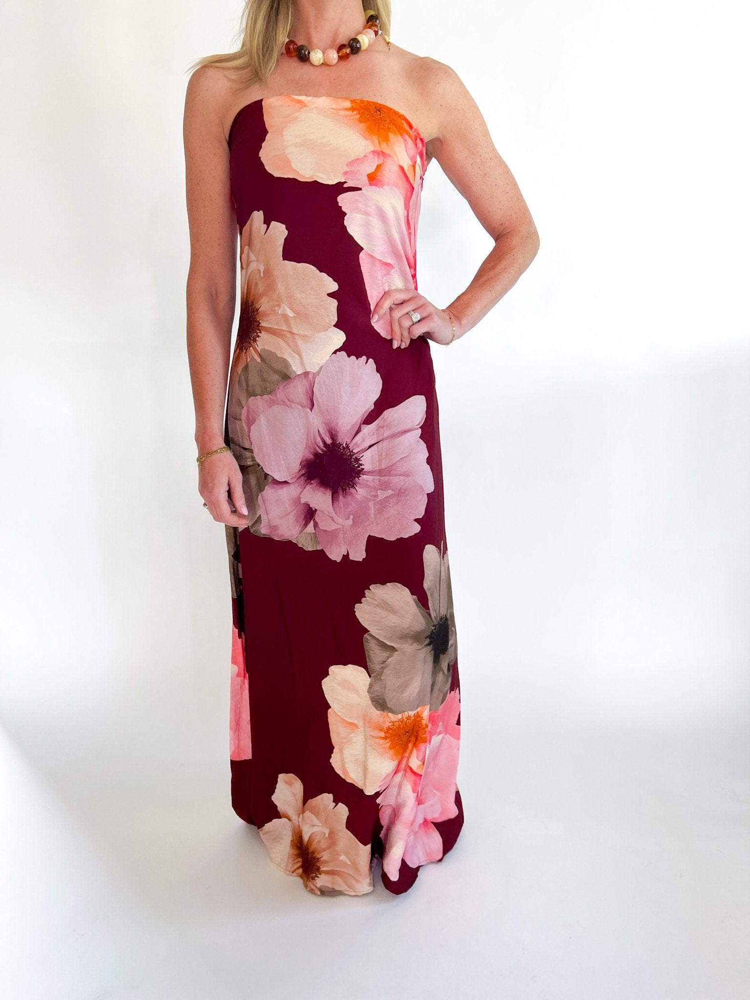 Fall Floral Strapless Dress - Swoon Boutique New Orleans