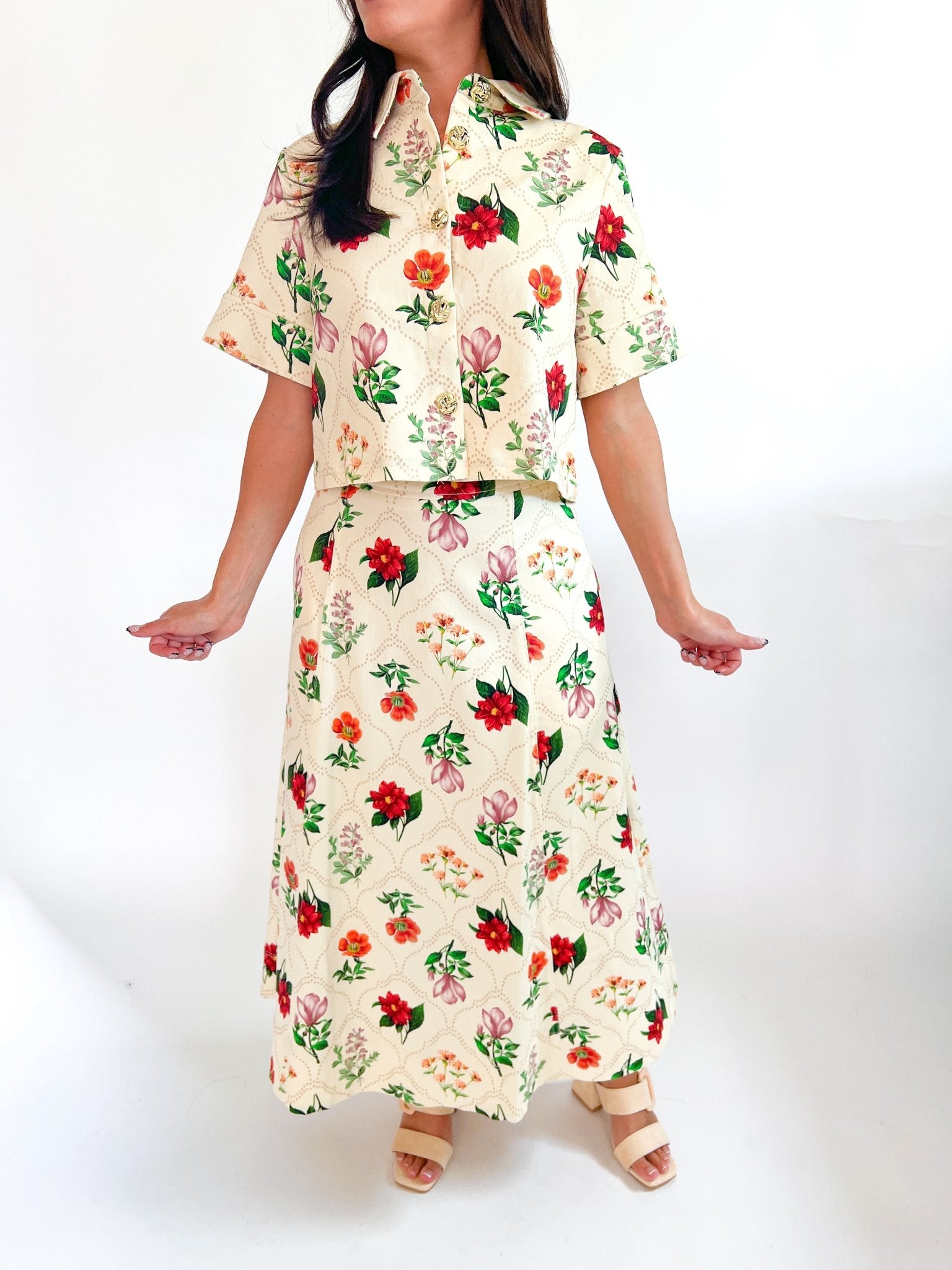 Floral Button Front Blouse - Swoon Boutique New Orleans