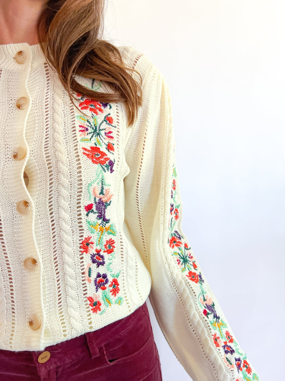 Floral Embroidered Cardigan Sweater - Swoon Boutique New Orleans