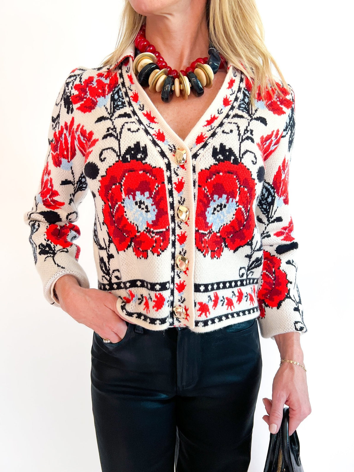 Floral Print Sleeve Sweater - Swoon Boutique New Orleans