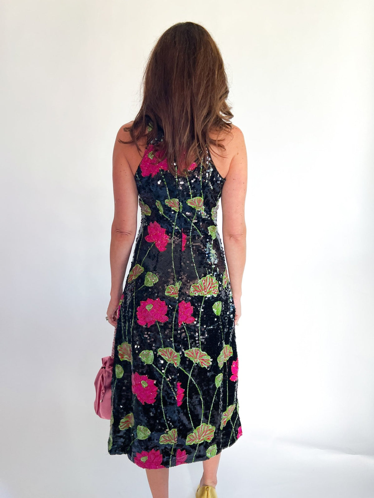 Flower Multicolor Sequin Sleeves Midi Dress - Swoon Boutique New Orleans