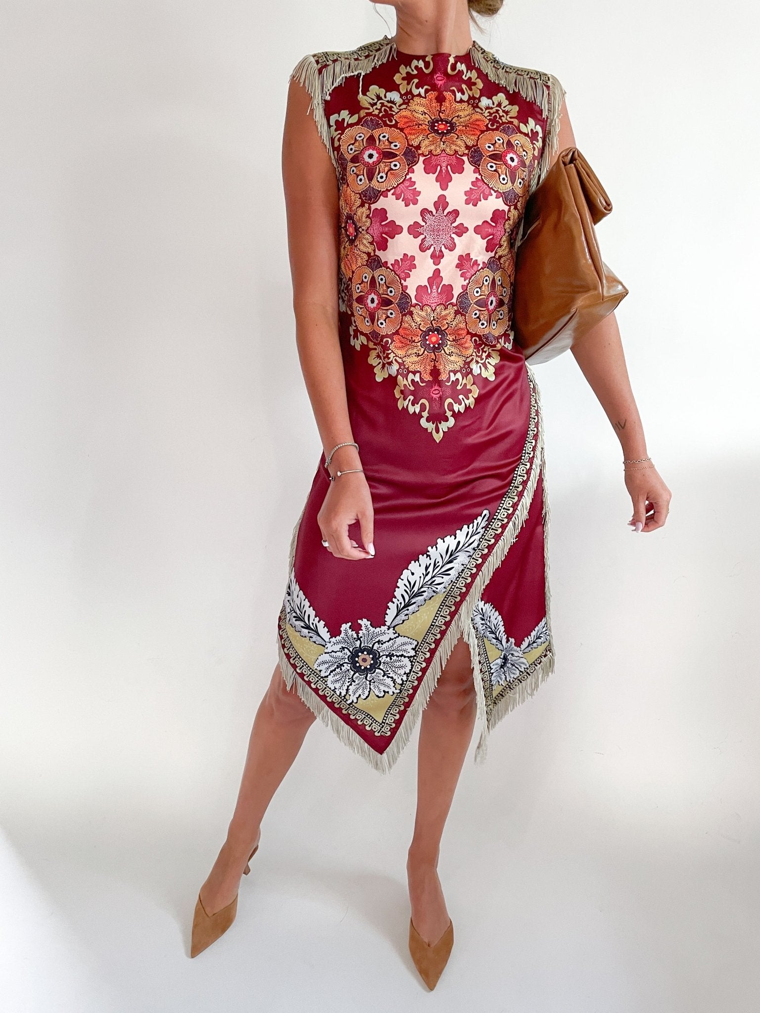 Fringe Trim Floral Shift Dress - Swoon Boutique New Orleans