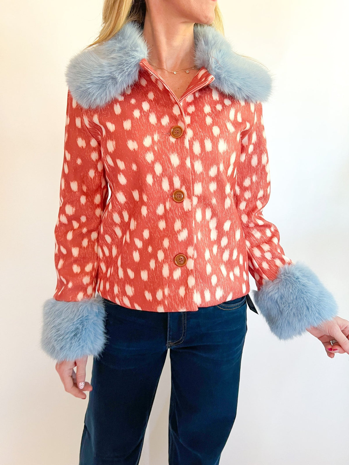 Fur Trim Spotted Jacket - Swoon Boutique New Orleans