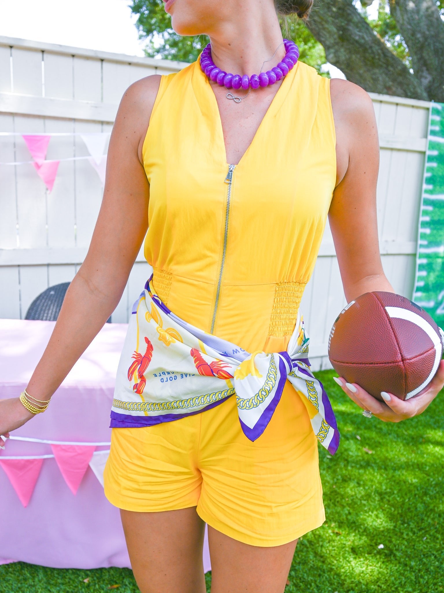 Gameday Front Zip Romper - Swoon Boutique New Orleans