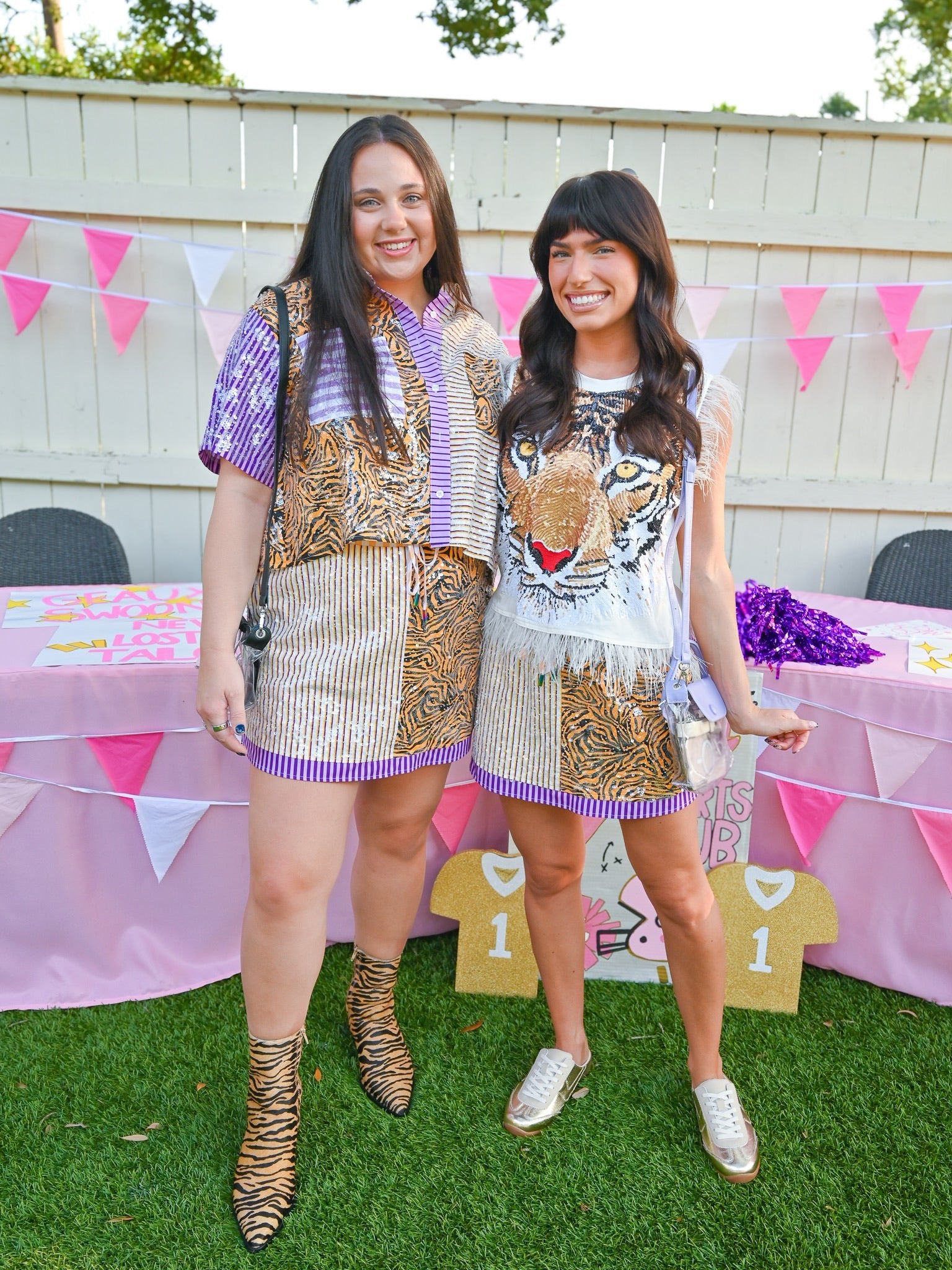 Gameday Sequin Tiger Short Sleeve Top - Swoon Boutique New Orleans