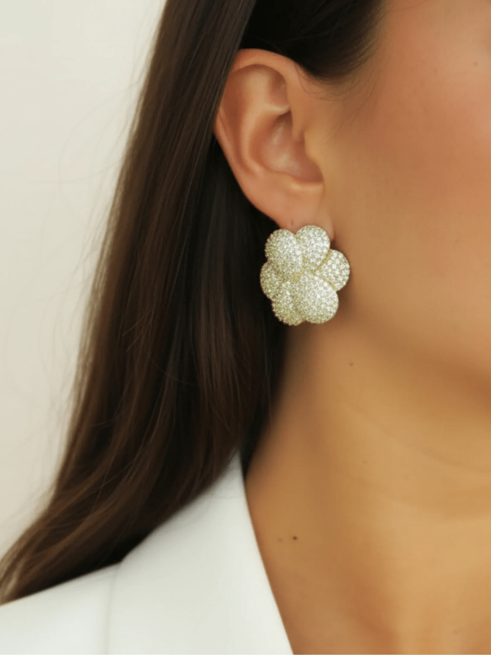Gold Pave Bloom Stud Earrings - Swoon Boutique New Orleans
