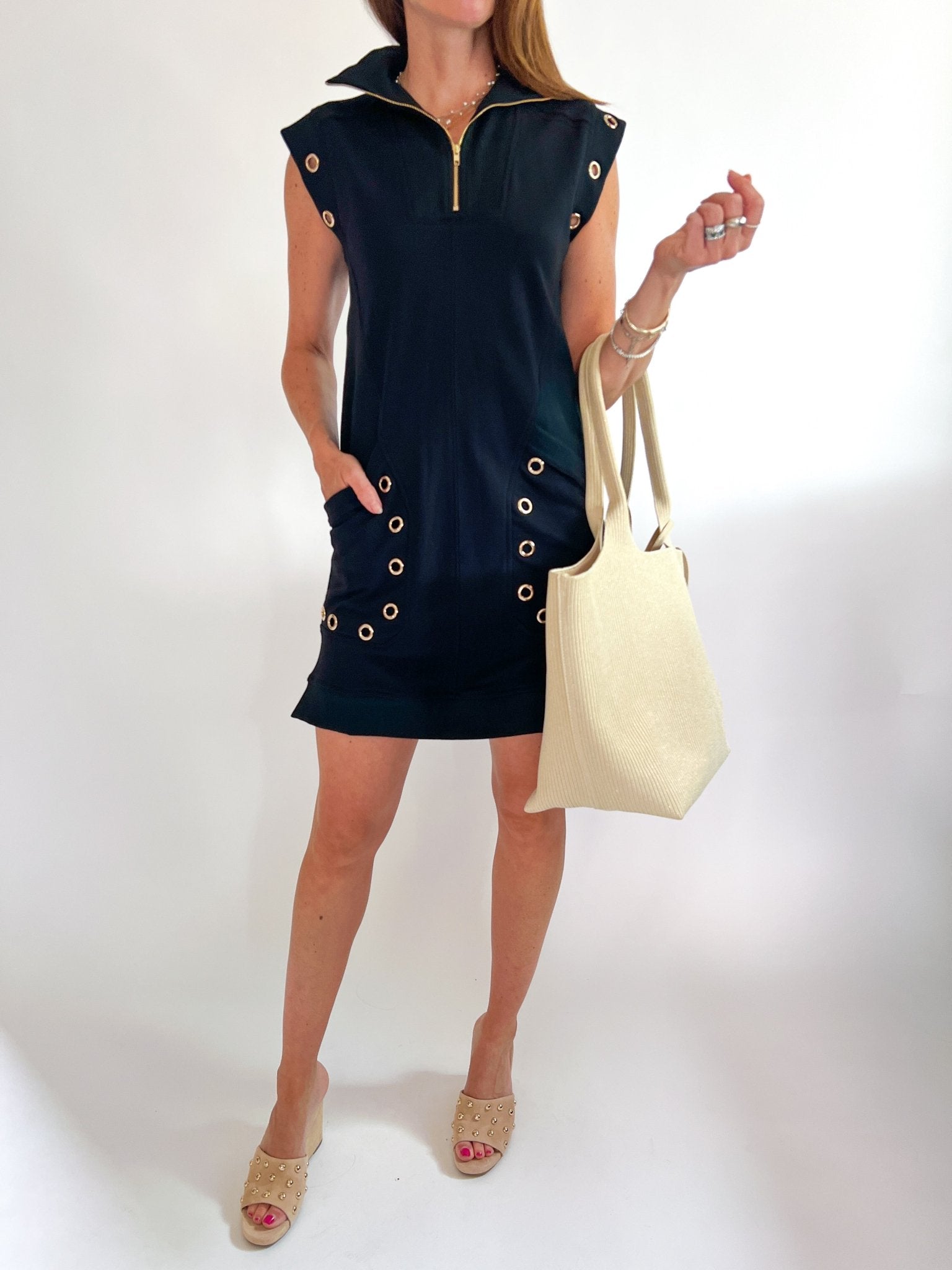 Grommet Detail Mini Dress - Swoon Boutique New Orleans