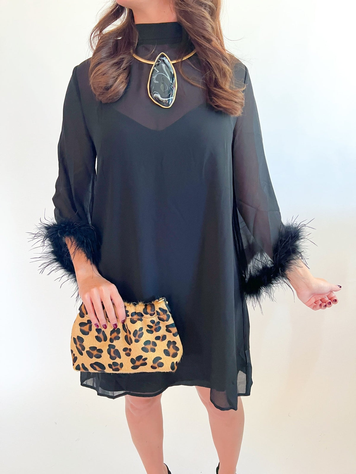 Harley Feather Trim Dress - Swoon Boutique New Orleans