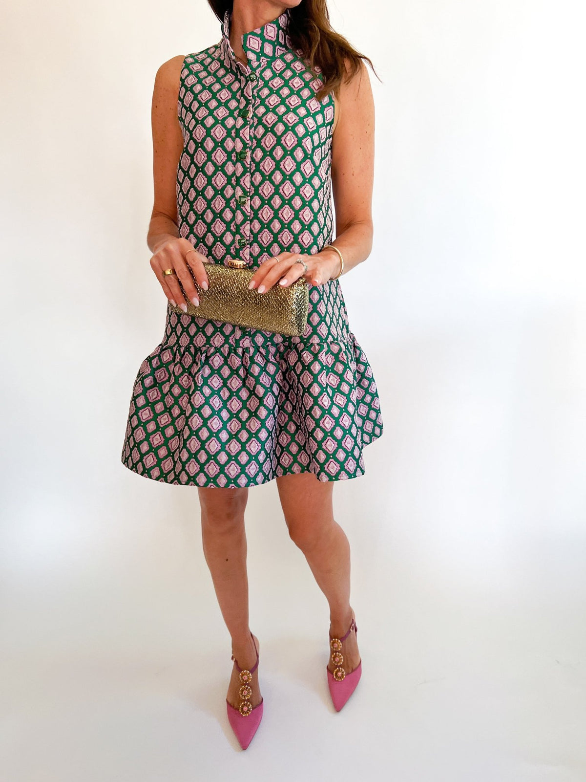 High Neck Trim Dress - Swoon Boutique New Orleans