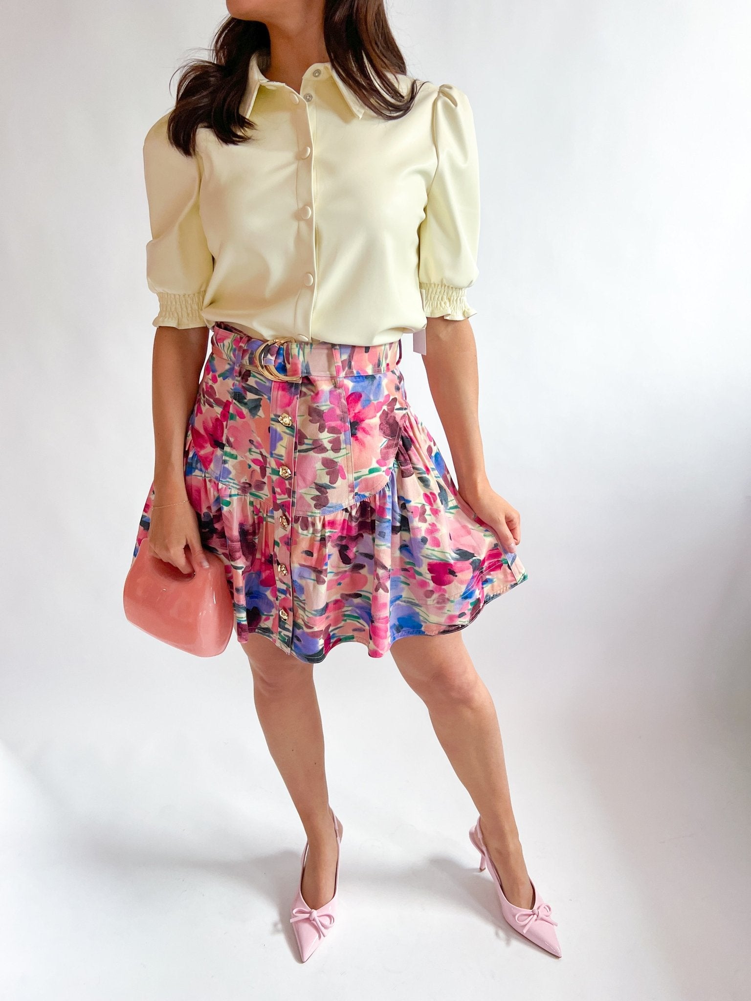 Isla Print Denim Skirt - Swoon Boutique New Orleans
