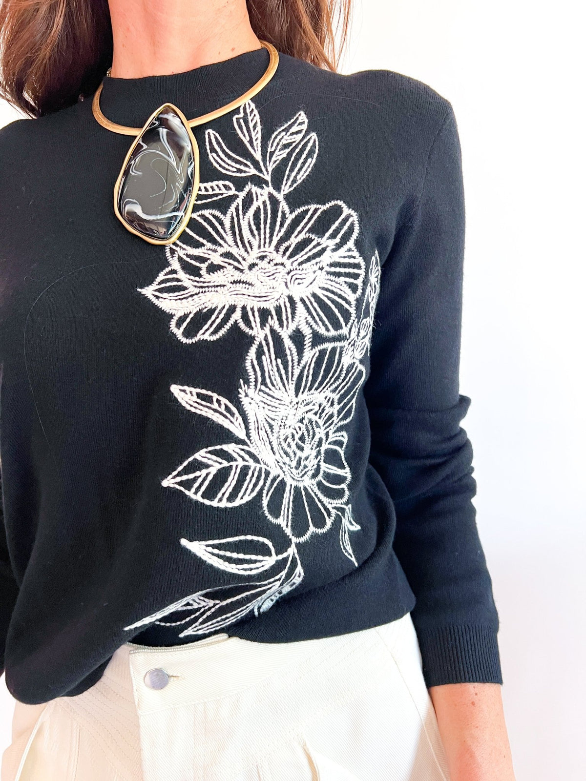 Itzel Floral Embroidery Knit Top - Swoon Boutique New Orleans