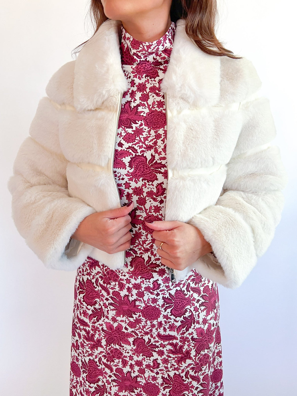 Ivory Faux Fur Cropped Jacket - Swoon Boutique New Orleans