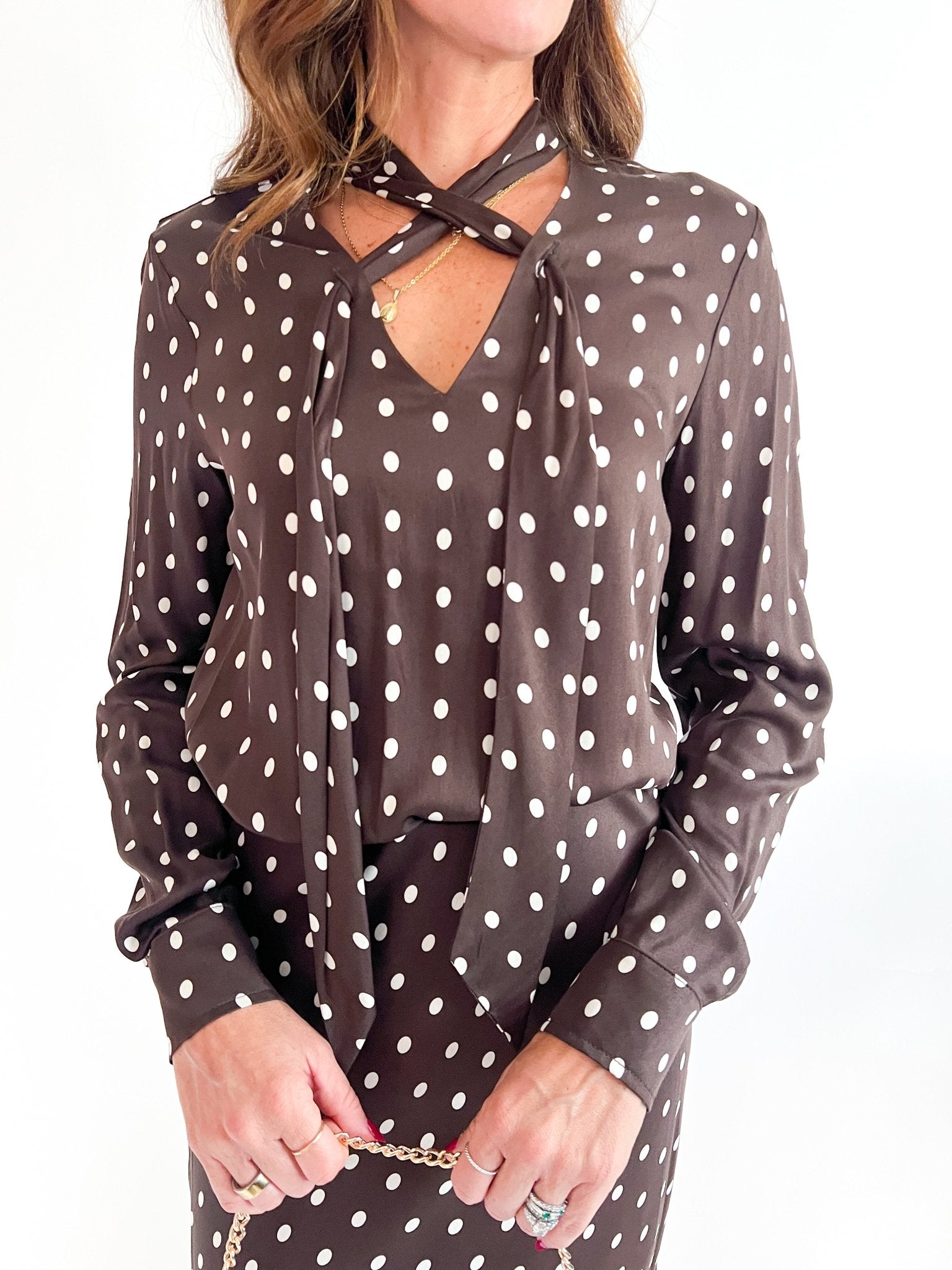 Janine Tie Neck Top - Swoon Boutique New Orleans